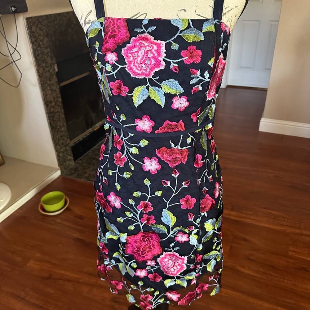 Sam Edelman Pink and Green Spaghetti Strap Mini Sundress